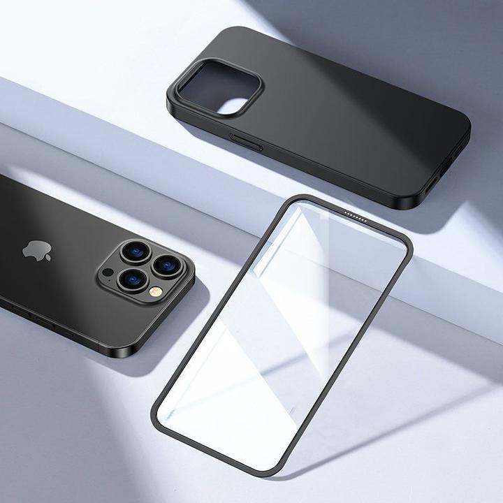 Produktbild Joyroom 360 Full Case front and back cover for iPhone 13 Pro + tempered glass screen protector black (1 Stück, Apple iPhone 13 Pro)