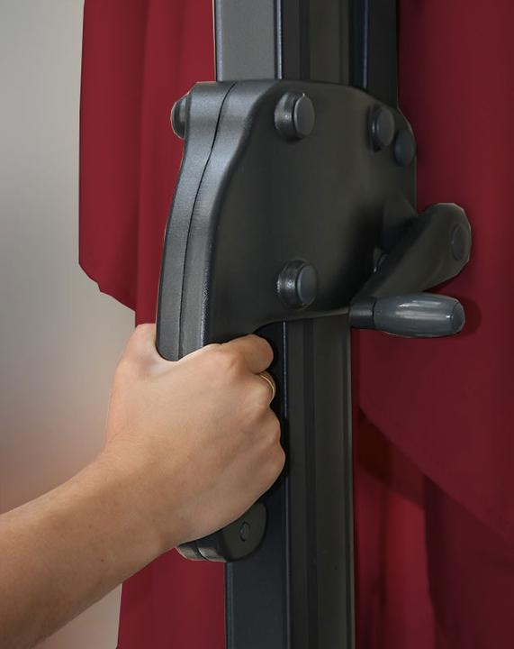 Produktbild Mendler Gastronomie-Ampelschirm, Sonnenschirm, rund Ø 4m Polyester/Alu 27kg - bordeaux mit Ständer (0.76 m)