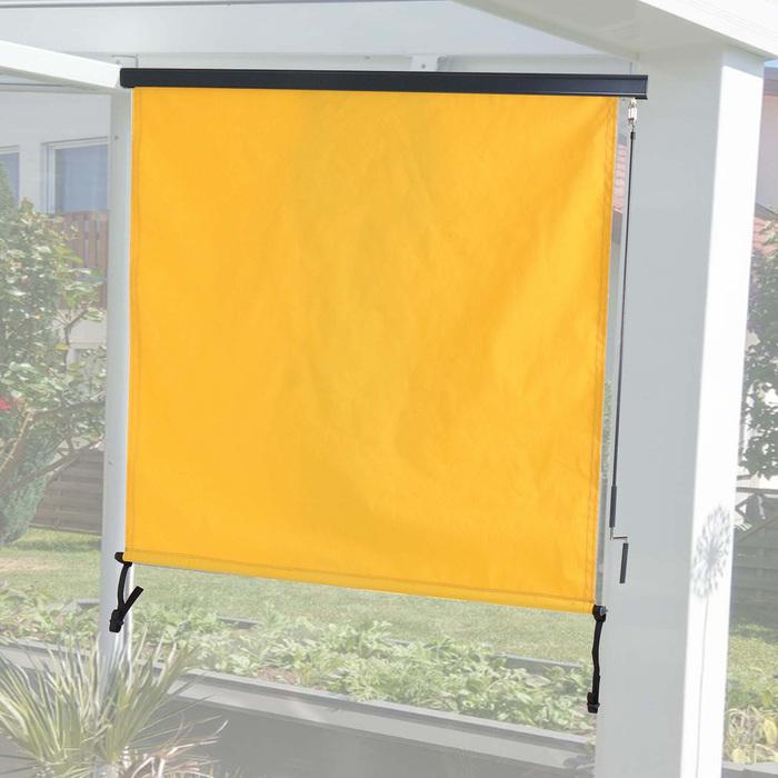 Produktbild Swisshandel24 Vertikalmarkise, Senkrechtmarkise Sichtschutz Aussenrollo Rollo, UV-Schutz 50 Stoff - 250x180cm, gel (1.80 m)