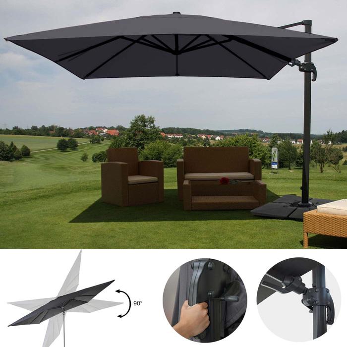 Produktbild Swisshandel24 Gastronomie-Ampelschirm, 3x4m (Ø5m) schwenkbar, Polyester/Alu 26kg anthrazit mit Ständer, drehbar (3 m)