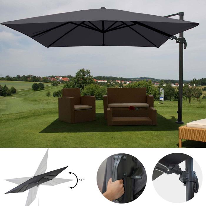 Actual product image Swisshandel24 Gastronomy traffic light umbrella, 3x4m (Ø5m) swivelling, polyester/aluminium 26kg anthracite (3 m)