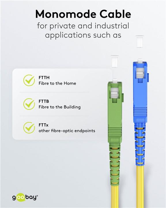 Actual product image Goobay Fibre optic cable FTTH, Singlemode OS2 Yellow, Yellow Simplex, 25 m (S/UTP, CAT6, 25 m)