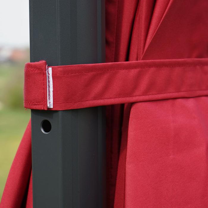Image du produit Swisshandel24 Parapluie, parasol Gastronomie 3x3m (Ø4,24m) polyester/alu 23kg, Flap, bordeaux avec support - (3 m)