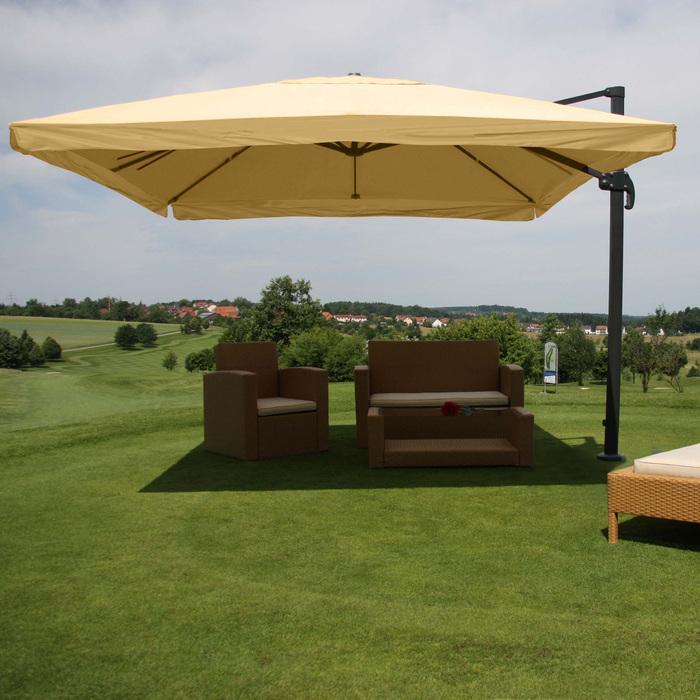 Actual product image Swisshandel24 Gastronomy traffic light umbrella, parasol, 3x4m (Ø5m) polyester/aluminium 26kg, flap, cream
