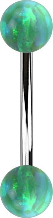 Immagine prodotto Star Piercing Micro banana argento con due sfere verde opale (Acciaio chirurgico 316L)