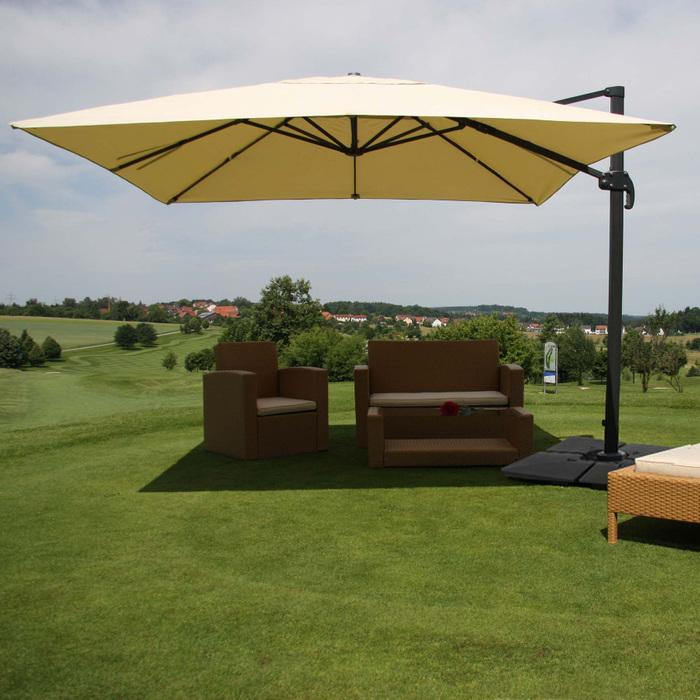 Immagine prodotto Swisshandel24 Ombrello semaforo gastronomico, ombrellone, 3x4m (Ø5m) poliestere/alluminio 26kg - crema con