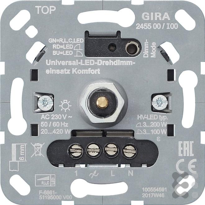 Produktbild Gira Universal LED Drehdimmer 245500 Einsatz Komfort