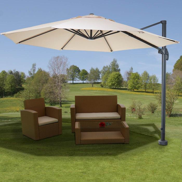 Immagine prodotto Mendler Ombrello semaforo gastronomico, ombrellone, rotondo Ø 3m poliestere alluminio/acciaio 23kg - crema (3 m)