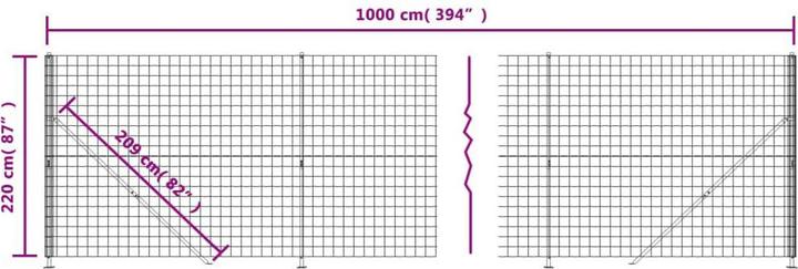 Actual product image VidaXL Maschendrahtzaun mit Bodenflansch 2,2x10 m