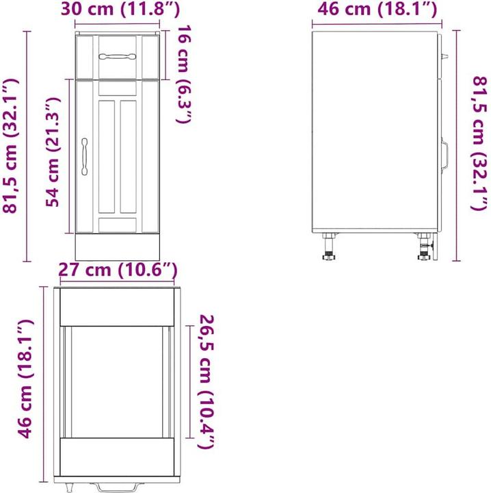Immagine prodotto VidaXL Base per cucina Lucca Concrete grey Base per lavello in legno (30 x 46 x 81,5 cm)