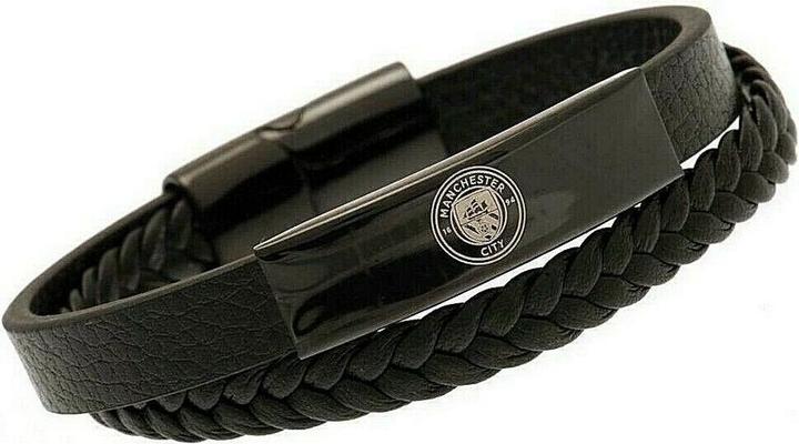 Actual product image Manchester City FC Leather Crest Bracelet (100% synthetic material)