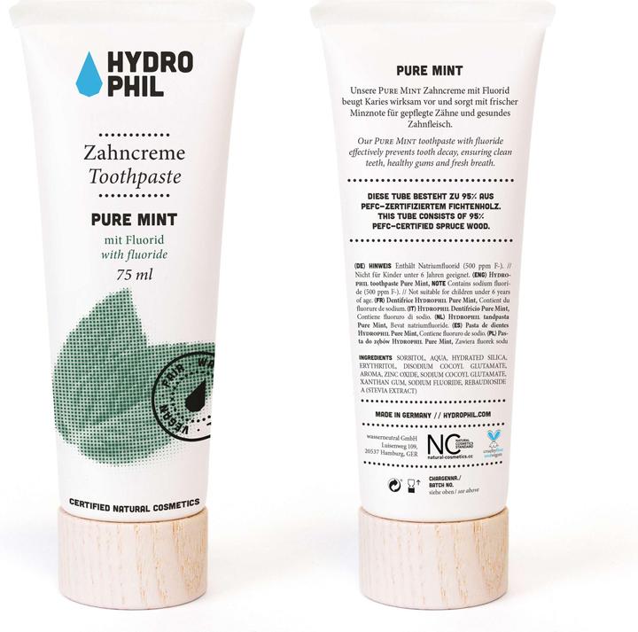 Actual product image Hydrophil Toothpaste Pure Mint with fluoride (75 ml)