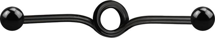 Star Piercing Barbell schwarz Schleife mit zwei Kugeln (Chirurgenstahl 316L)