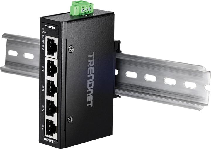 Immagine prodotto Trendnet TI-ELC50 Mini switch Ethernet a 5 porte per guida DIN industriale (5 Porti)