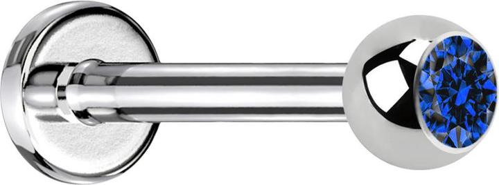 Produktbild Star Piercing Labret silber mit Kugel Kristall dunkelblau (ohne Messing, Chirurgenstahl 316L)