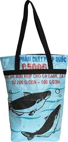Image du produit Bekos Upcycling - Grand sac à provisions en sacs de nourriture pour poissons recyclés bleu clair