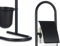 Actual product image Berilo metal toilet brush holder bamboo black