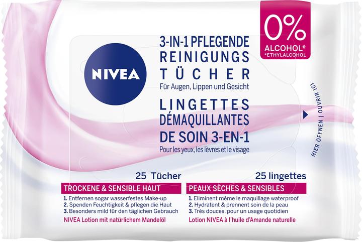NIVEA 3in1 Pflegende Reinigungstücher (Reinigungstücher, 25 ml)