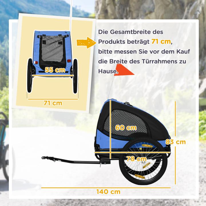 Produktbild PawHut Hundeanhänger Oxford, Stahl Blau
