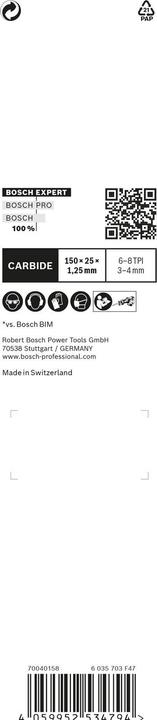 Image du produit Bosch Professional Zubehör Lame de scie sabre EXPERT 'Multi Material' 956 XHM, 1 pièce