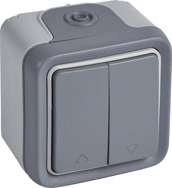 Actual product image Legrand Plexo55 Rocker push-button shutter make contact 1-pole damp-proof surface-mounted grey 069729