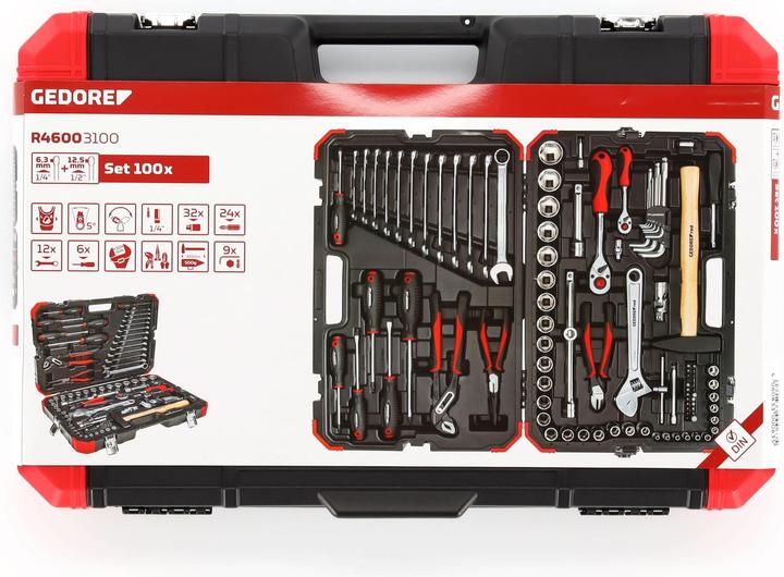 Immagine prodotto Gedore Red Set di chiavi a bussola da 100 pezzi 1/4 + 1/2 di pollice 10-32mm