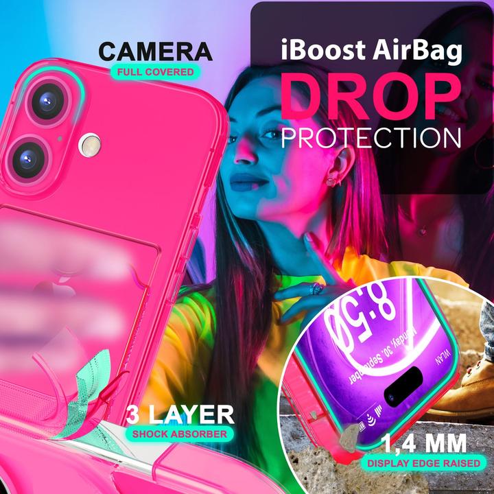 Immagine prodotto Nalia Portacarte trasparente in silicone trasparente al neon (Apple iPhone 16 Plus)