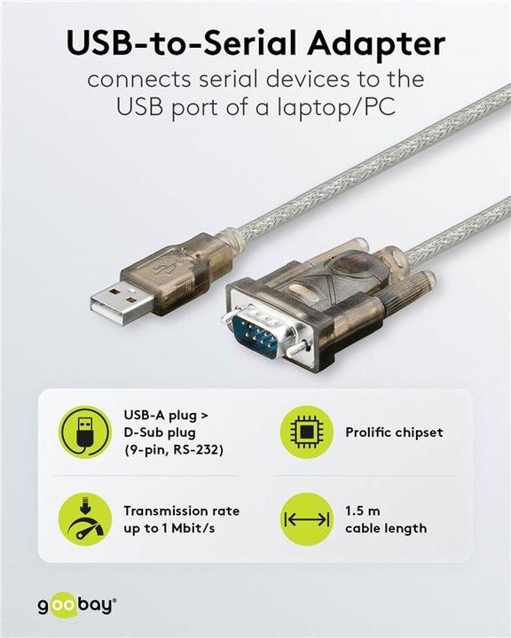 Produktbild Goobay USB seriell RS232 Konverter (1.50 m)