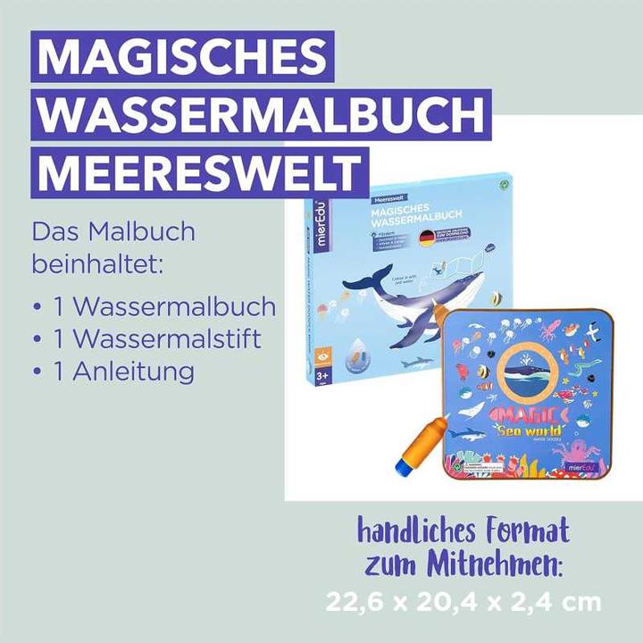 Label énergétique mierEdu Livre de coloriage aquatique magique - Monde marin (Allemand, Français, Italien, Anglais)