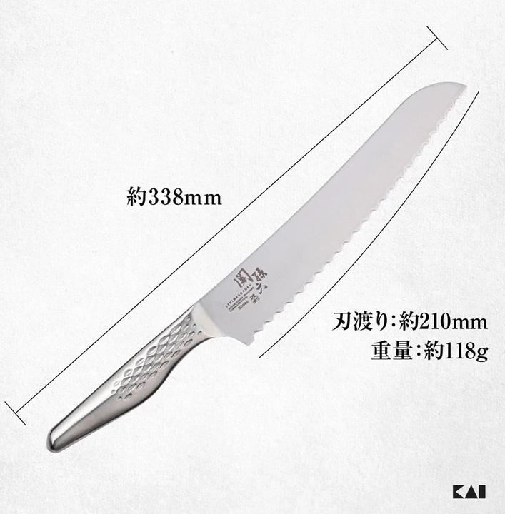 Image du produit Kai Seki Magoroku Shoso couteau à pain Lame en acier inoxydable, 58 HRC (21 cm)