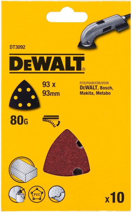 Image du produit DeWalt Papier abrasif triangulaire Klettfix (80)