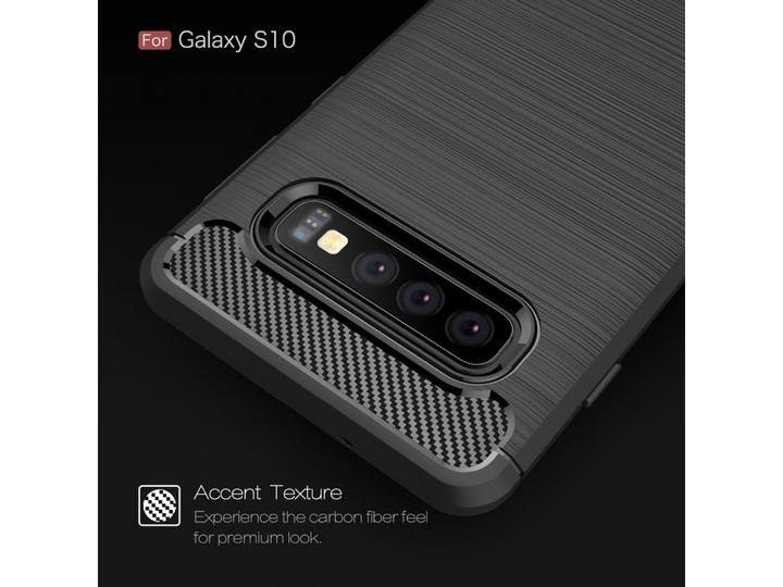 Produktbild Screenguard Samsung Galaxy S10 Hülle Carbon Brushed Soft TPU (Samsung Galaxy S10)