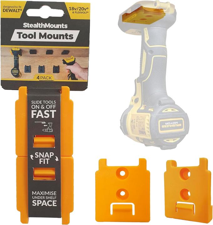 Immagine prodotto StealthMounts TM-DW18-YLW-4 Werkzeugbefestigungen gelb für Dewalt XR (4 Stück)