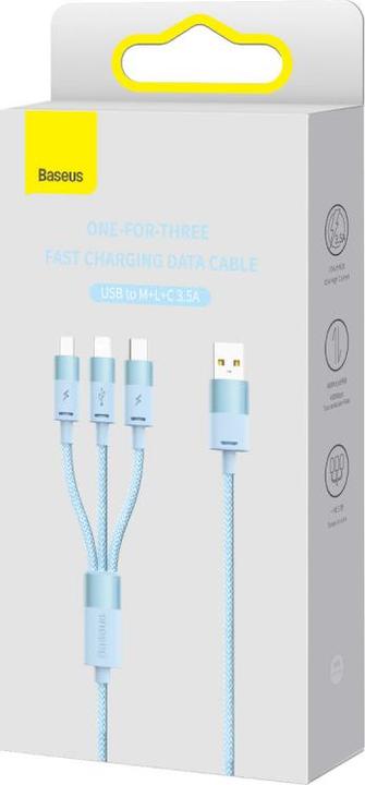 Produktbild Baseus 3in1 USB cable StarSpeed Series, USB-C + Micro + Lightning 3,5A, 1.2m (Blue) (1.20 m, USB 3.0)