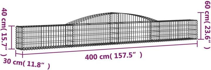 Image du produit VidaXL Gabionen mit Hochbogen 7 Stk. 400x30x40/60 cm Verzinktes Eisen