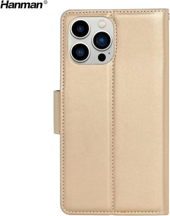 Actual product image Hanman Apple iPhone 7 Plus / 8 Plus - Mill flip case with 3 card slots, gold (Apple iPhone 7 Plus, Apple iPhone 8 Plus)