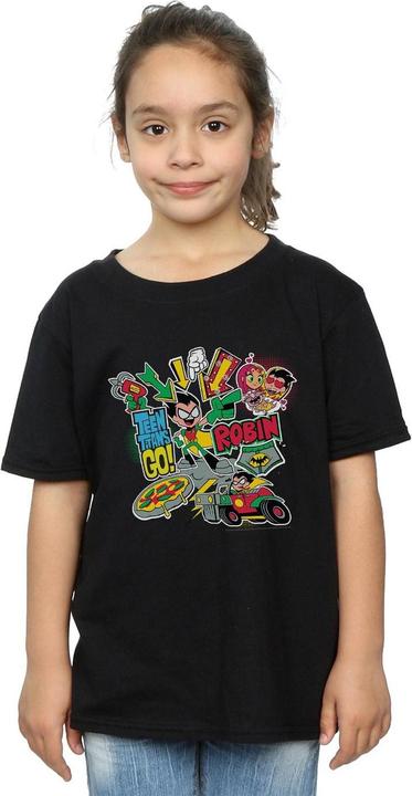 Image du produit - T-shirt TEEN TITANS GO ROBIN MONTAGE - Fille (140, 146)