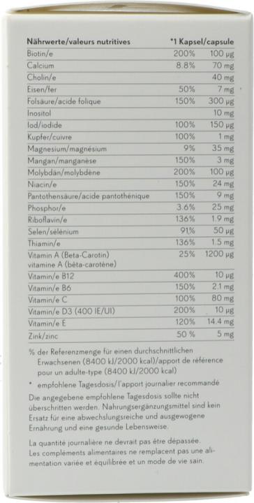Nährwerte und Zutaten Phytopharma Multivitamin Kaps (60 Stück, Kapseln, 69 g)
