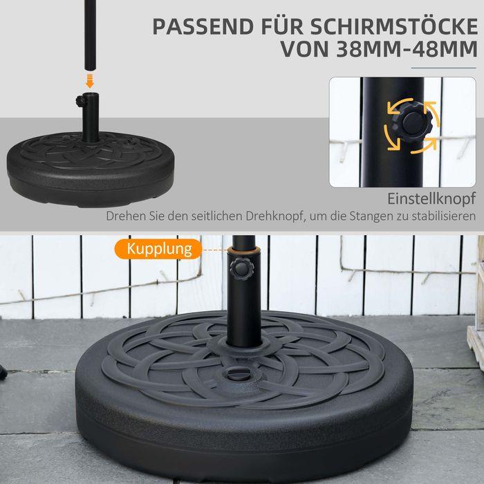 Actual product image Swisshandel24 Sonnenschirmständer bis 35 kg befüllbar rund, Ø38/48 mm, Schwarz