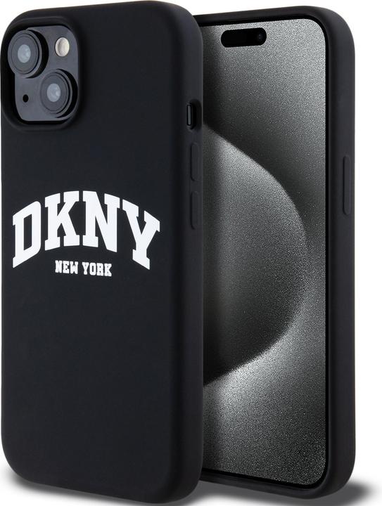 DKNY DKHMP15SSNYACH iPhone 15 / 14 / 13 6.1" czarny/black hardcase Liquid Silicone White Printed Log (Apple iPhone 15)