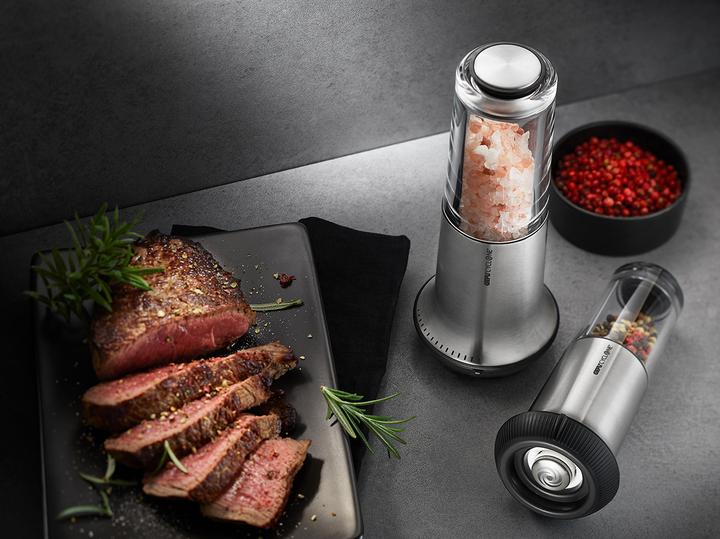 Immagine prodotto GEFU Macina sale Macina pepe X-PLOSION M in acciaio inox 15 cm + 80 g di pepe Rasavat