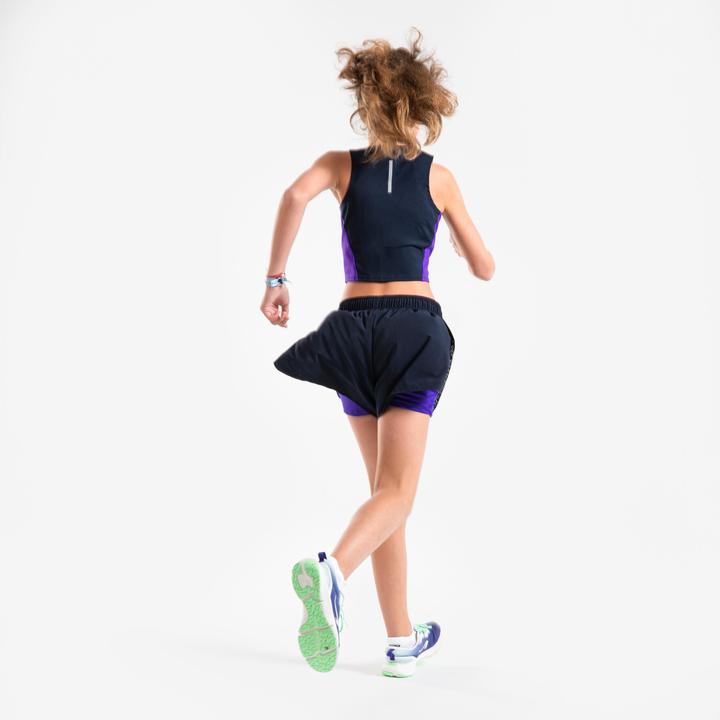 Produktbild Kiprun Tanktop Croptop Running atmungsaktiv Mädchen - 900 dunkelblau/lila (14, 15, 16)