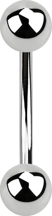 Image du produit Star Piercing Micro banane argentée avec deux boules (Acier chirurgical 316L)