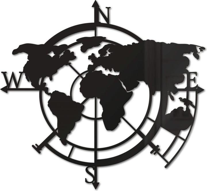 Actual product image Trenddeko World map cardinal points 02 (50 x 48 cm)