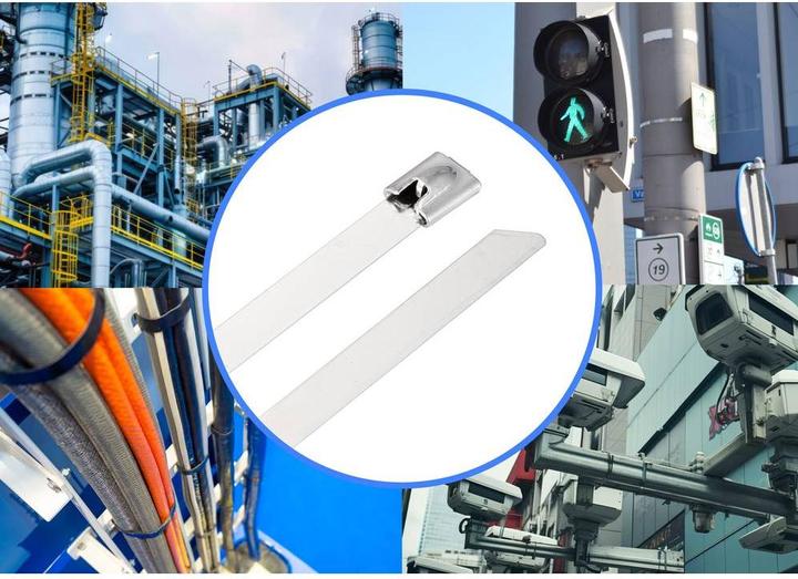 Tru Components TC-12656536 Steel cable tie 360 mm 7.9 mm AISI 304 100 pcs. (Metal cable ties, 360 mm, 100 pcs.)