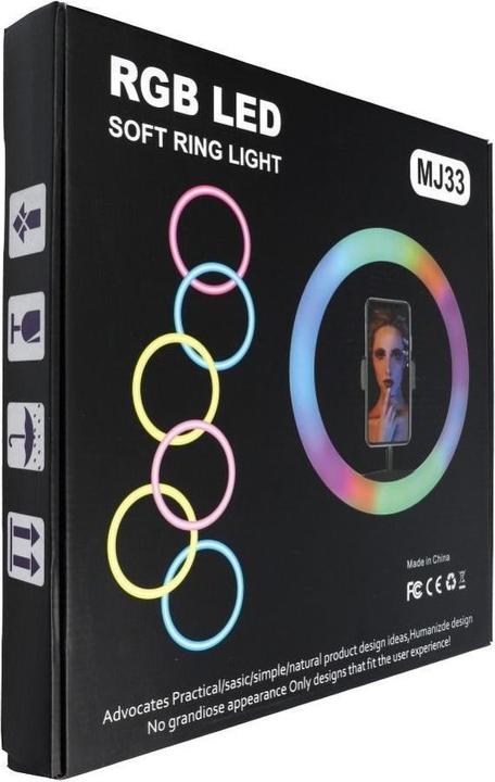 Image du produit Techonic Smart device OEM LED Ring Stream RGB lamp 12" FULL COLOR avec support pour mobile + trépied noir