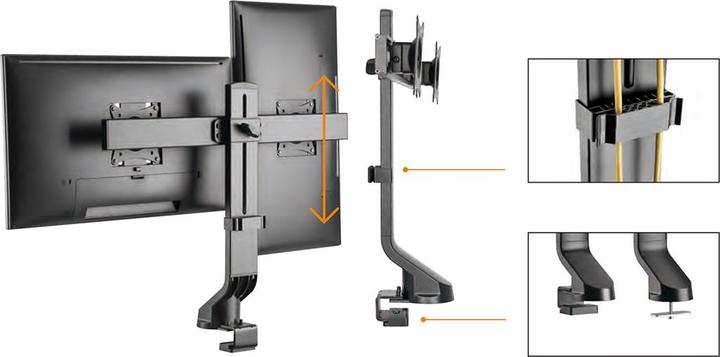Productafbeelding Maclean MC-854 - VESA schermbevestiging voor 2 schermen, 17-27", zwart, 14 kg (Tabel, 27")