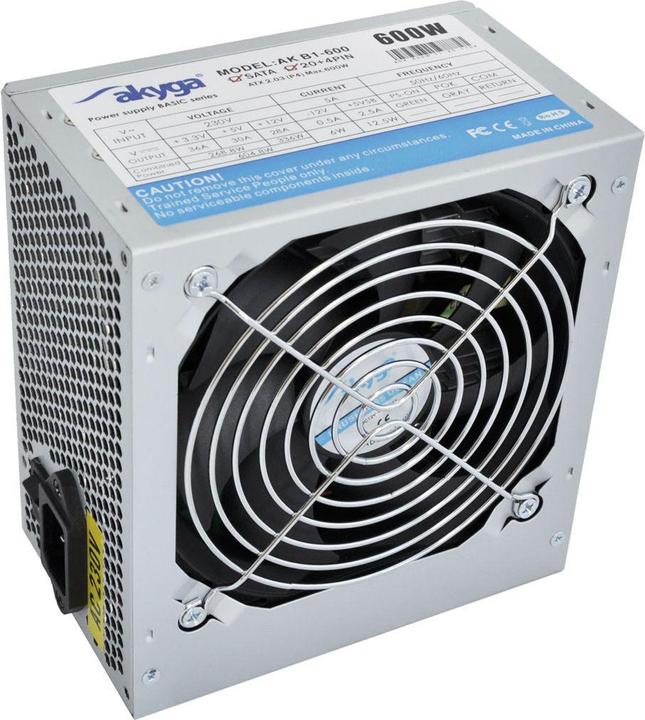 Image du produit Akyga Basic ATX Power Supply 600W AK-B1-600 Fan12cm P4 3xSATA PCI-E (600 W)