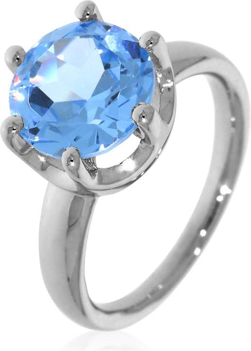Produktbild Xen Ring mit 10 mm Swiss Blue-HT Quarz ca. 3,6 ct. rhodiniert (56, 925 Silber)