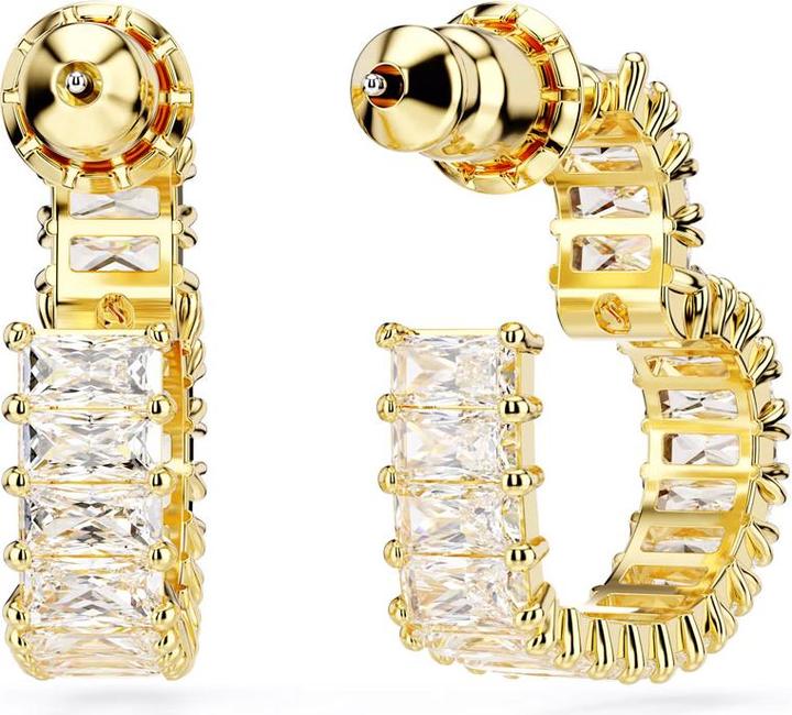 Actual product image Swarovski Matrix hoop earrings baguette cut heart small white gold (Swarovski Metal)